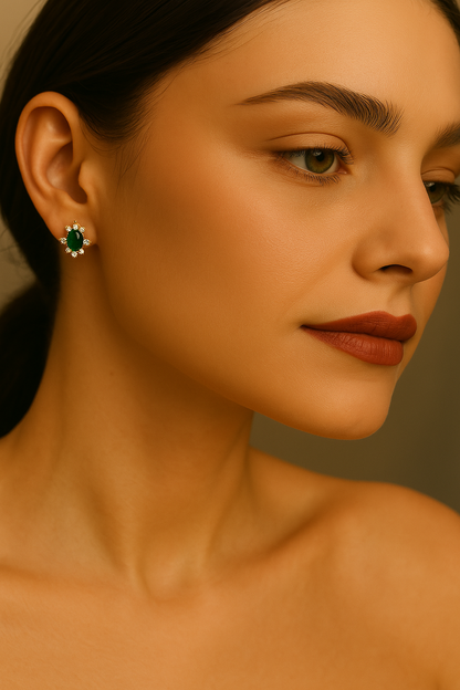 Pendientes de plata 925 con Incrustaciones de Esmeralda