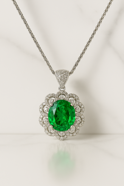 Gargantilla de plata 925 con Esmeralda